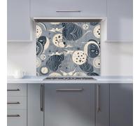 Warren Reed - Designer Abstract Moon & Stars Kitchen Splashback in Grey | Size: 600mm x 650mm Warren Reed - Designer Grey 600mm x 650mm