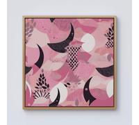 Warren Reed - Designer Abstract Pink Moon Pattern Framed Canvas in Light Brown | Size: W30" x H30" Warren Reed - Designer Light Brown W30" x H30"
