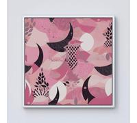 Warren Reed - Designer Abstract Pink Moon Pattern Framed Canvas in Off-White | Size: W30" x H30" Warren Reed - Designer Off-White W30" x H30"