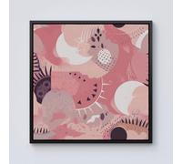 Warren Reed - Designer Abstract Pink White Framed Canvas in Black | Size: w10 inch x h10 inch Warren Reed - Designer Black w10 inch x h10 inch