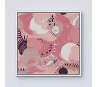 Warren Reed - Designer Abstract Pink White Framed Canvas in Off-White | Size: W30" x H30" Warren Reed - Designer Off-White W30" x H30"