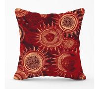 Warren Reed Designer Abstract Red Moon And Sun Cushions 60Cm X 60Cm