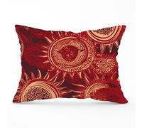 Warren Reed - Designer Abstract Red Moon & Sun Cushions | Size: 60 cm x 60 cm Warren Reed - Designer Red 60 cm x 60 cm