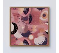 Warren Reed - Designer Abstract Red Pink Pattern Framed Canvas in Light Brown | Size: W16" x H16" Warren Reed - Designer Light Brown W16" x H16"