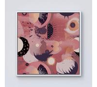 Warren Reed - Designer Abstract Red Pink Pattern Framed Canvas in Off-White | Size: W30" x H30" Warren Reed - Designer Off-White W30" x H30"