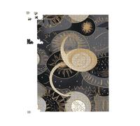 Warren Reed - Designer Abstract Silver Gold Sun & Moon Jigsaw Puzzle in Grey | Size: 500 Piece Warren Reed - Designer Grey 500 Piece