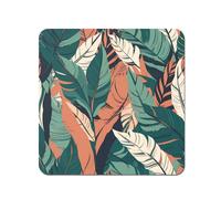 Warren Reed - Designer Autumn Tropical Leaves Coasters - Set of 4 in Green Warren Reed - Designer Green