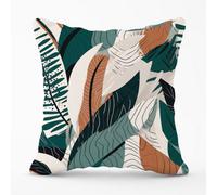 Warren Reed Designer Autumn Tropical Leaves Green Brown Cushions 45Cm X 45Cm