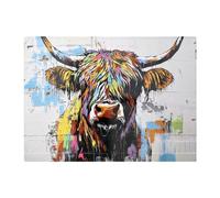 Warren Reed - Designer Banksy Inspired Highland Cow Chopping Board, Multi
