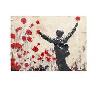Warren Reed - Designer Banksy Inspired Poppy Fields Chopping Board in Red Warren Reed - Designer Red
