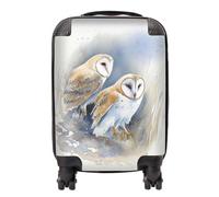 Warren Reed - Designer Barn Ano Owls Watercolour Suitcase in Brown | Size: Medium Warren Reed - Designer Brown Medium