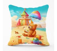 Warren Reed Designer Bear On A Beach Holiday Cushions 45Cm X 45Cm