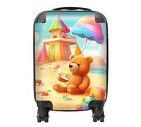 Warren Reed - Designer Bear On A Beach Holiday Suitcase - Lightweight Hard Case, TSA Lock, 4 Spinner Wheels