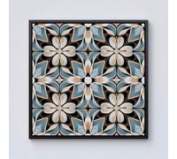 Warren Reed - Designer Beige & Brown Abstract Pattern Framed Canvas in Black | Size: W16" x H16" Warren Reed - Designer Black W16" x H16"