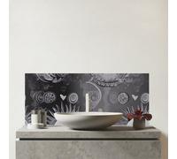Warren Reed Designer Black Grey Abstract Sun And Moon Glass Bathroom Splashback