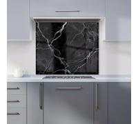 Warren Reed - Designer Premium Black Marble Pattern Kitchen Splashback 6mm Toughened Glass Kitchen Splashback - Heat Resistant Splashback for Kitchens, Perfect for Cookers and Hobs, Polished Edges