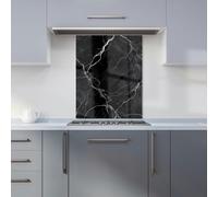 Warren Reed - Designer Black Marble Pattern Kitchen Splashback - W595mm x H745mm