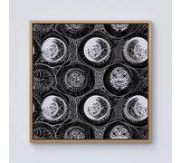 Warren Reed - Designer Black White Moon & Sun Framed Canvas in Light Brown | Size: w10 inch x h10 inch Warren Reed - Designer Light Brown w10 inch x h10 inch