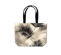 Warren Reed - Designer Black & White Tropical Palm Leaves Beach Shopper Tote Bag in Grey Warren Reed - Designer Grey