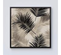 Warren Reed - Designer Black & White Tropical Palm Leaves Framed Canvas | Size: w10 inch x h10 inch Warren Reed - Designer Black w10 inch x h10 inch