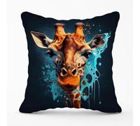 Warren Reed - Designer Blue Giraffe Face Splashart Cushions in Grey | Size: 45 cm x 45 cm Warren Reed - Designer Grey 45 cm x 45 cm
