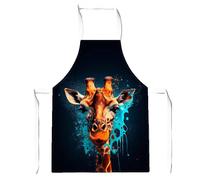 Warren Reed - Designer Blue Giraffe Face Splashart Junior Apron in Grey Warren Reed - Designer Grey