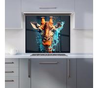 Warren Reed - Designer Blue Giraffe Face Splashart Kitchen Splashback in Grey | Size: 700mm x 750mm Warren Reed - Designer Grey 700mm x 750mm