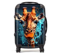 Warren Reed - Designer Blue Giraffe Face Splashart Suitcase Cabin, Multi