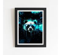 Warren Reed - Designer Blue Splashart Panda Face Framed Art Print in Black | Size: W24" x H36" Warren Reed - Designer Black W24" x H36"