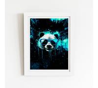 Warren Reed - Designer Blue Splashart Panda Face Framed Art Print in White | Size: W16" x H24" Warren Reed - Designer White W16" x H24"