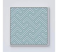 Warren Reed - Designer Blue & White Geometric Pattern Framed Canvas in Off-White | Size: W16" x H16" Warren Reed - Designer Off-White W16" x H16"
