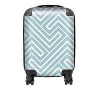 Warren Reed - Designer Blue And White Geometric Pattern Suitcase Mini Cabin, Multi