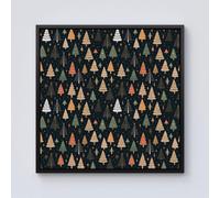 Warren Reed - Designer Boho Inspired Christmas Trees Framed Canvas in Black | Size: w40 inch x h40 inch Warren Reed - Designer Black w40 inch x h40 inch