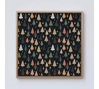 Warren Reed - Designer Boho Inspired Christmas Trees Framed Canvas in Light Brown | Size: W30" x H30" Warren Reed - Designer Light Brown W30" x H30"