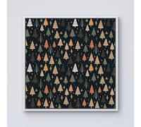 Warren Reed - Designer Boho Inspired Christmas Trees Framed Canvas in Off-White | Size: W30" x H30" Warren Reed - Designer Off-White W30" x H30"