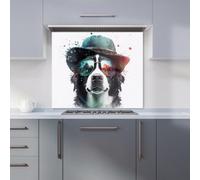 Warren Reed Designer Border Collie Dog Face Splashart Premium Glass Kitchen Splashback W900mm X H650mm