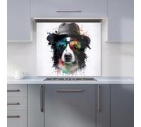 Warren Reed Designer Border Collie Dog Premium Glass Kitchen Splashback W700mm X H750mm