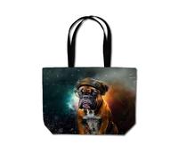 Warren Reed - Designer Boxer Dog Splashart Beach Shopper Tote Bag Warren Reed - Designer Multicolor