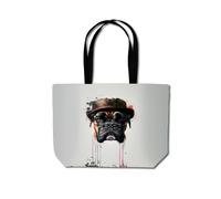 Warren Reed - Designer Boxer Dog With Glasses Splashart Beach Shopper Tote Bag Warren Reed - Designer Multicolor