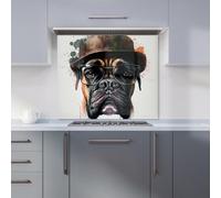 Warren Reed - Designer Boxer Dog With Glasses Splashart Kitchen Splashback W700Mm X H650Mm, Multi