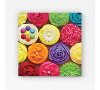 Warren Reed - Designer Bright Colourful Cupcakes Canvas in Yellow | Size: W16" x H16" Warren Reed - Designer Yellow W16" x H16"
