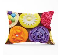 Warren Reed - Designer Bright Colourful Cupcakes Cushions in Yellow | Size: 45 cm x 45 cm Warren Reed - Designer Yellow 45 cm x 45 cm