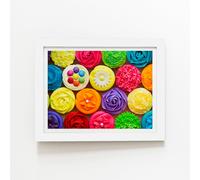 Warren Reed - Designer Bright Colourful Cupcakes Framed Art Print in White | Size: W24" x H36" Warren Reed - Designer White W24" x H36"
