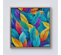 Warren Reed - Designer Bright Colourful Leaves Framed Canvas in Light Brown | Size: W30" x H30" Warren Reed - Designer Light Brown W30" x H30"