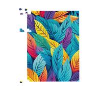 Warren Reed - Designer Bright Colourful Leaves Jigsaw Puzzle in Blue | Size: 500 Piece Warren Reed - Designer Blue 500 Piece