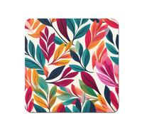 Warren Reed - Designer Bright Leaves Pattern Coasters - Set of 4 in Orange Warren Reed - Designer Orange