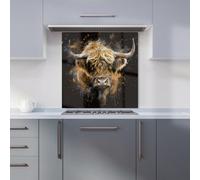 Warren Reed Designer Bronze Splashart Highland Cow Kitchen Splashback