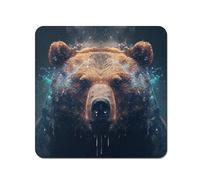 Warren Reed - Designer Brown Bear Face Splashart Coasters - Set of 4 Warren Reed - Designer Brown