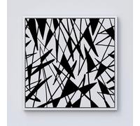 Warren Reed - Designer Brush Abstract Pattern Framed Canvas in Off-White | Size: w40 inch x h40 inch Warren Reed - Designer Off-White w40 inch x h40 inch