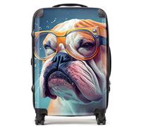 Warren Reed - Designer Bulldog With Glasses Splashart Suitcase Medium, Multi